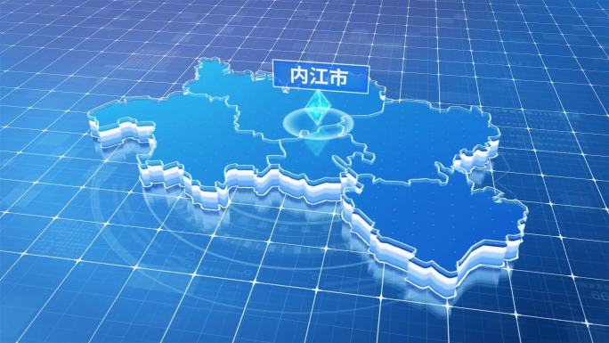 四川内江市蓝色科技感定位地图