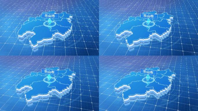 四川乐山市蓝色科技感定位地图