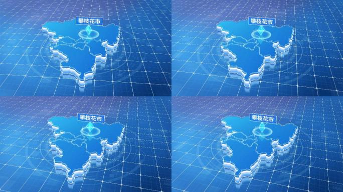 四川攀枝花市蓝色科技感定位地图