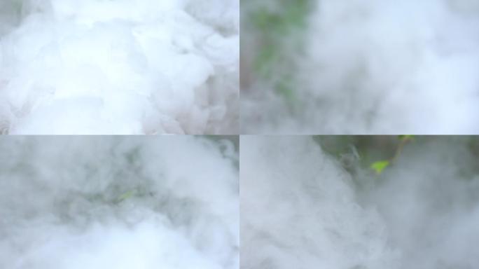 白烟或一阵灰尘。烟雾缭绕绿叶云烟