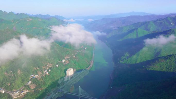 航拍汉江安康白河段2 宣传片素材