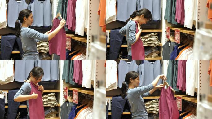 亚洲女性服装购物商场试衣服的人