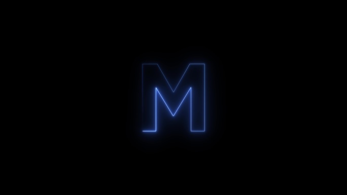 蓝色霓虹字体字母M