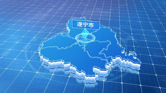 四川遂宁市蓝色科技感定位地图