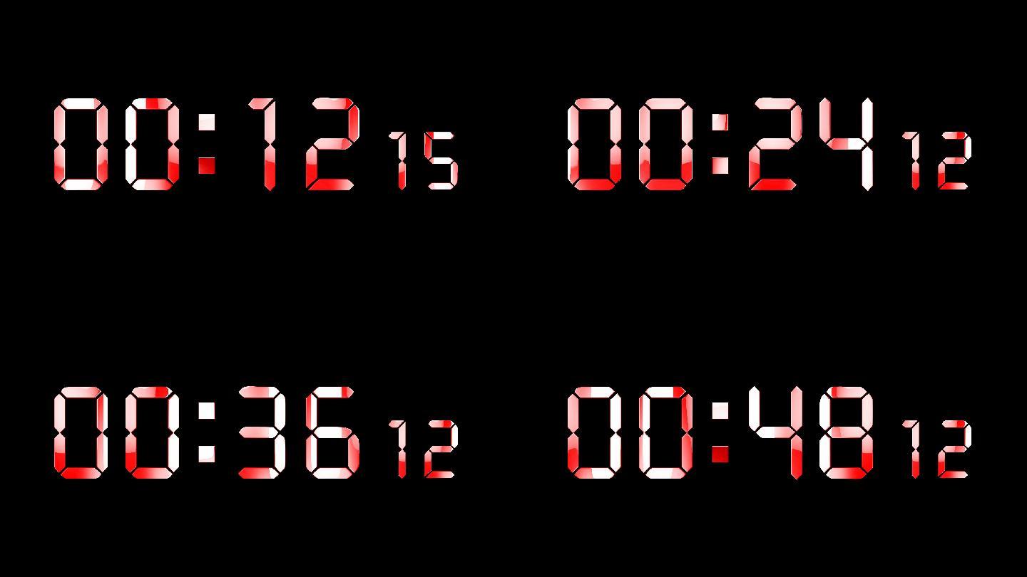 4K红色液晶数字顺数1分钟精确毫秒 2