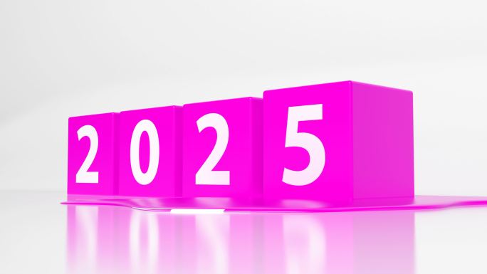 2024年改为2025年。带数字的粉色立方体侧视图