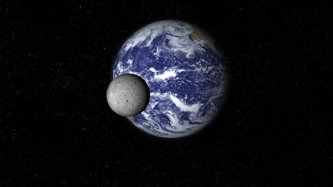 HD 1080p：月球绕地球运行的星场。
