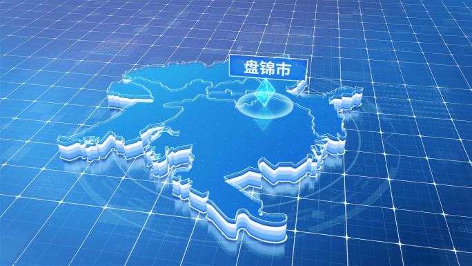 辽宁盘锦市蓝色科技感定位地图