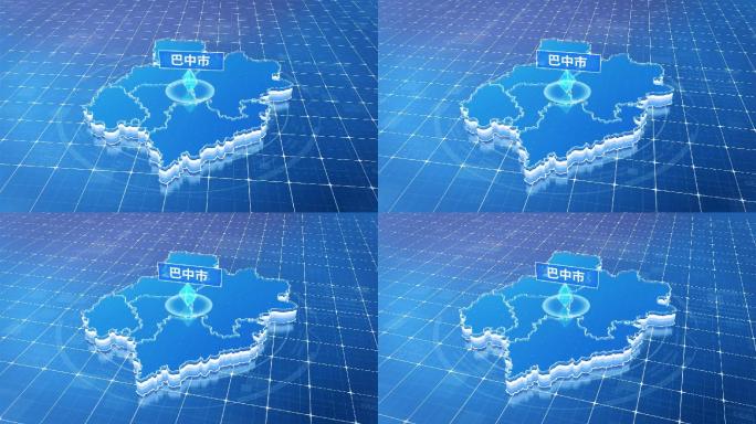 四川巴中市蓝色科技感定位地图ae模板