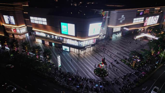 航拍深圳龙华壹方天地壹方城夜景