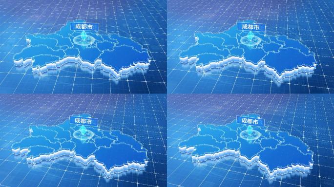 四川成都市蓝色科技感定位地图