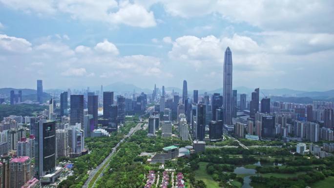 深圳城市风光高大气楼航拍CBD中心区4K