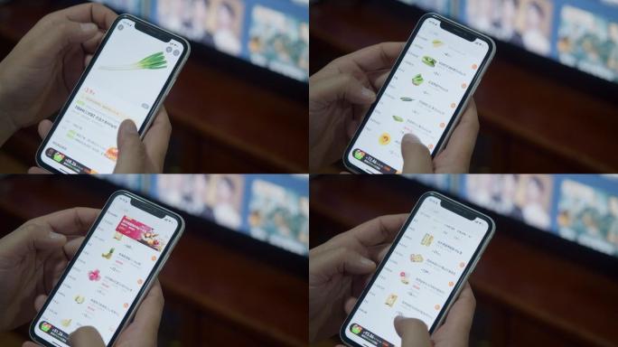 4K原创疫情期间网上手机买菜素材