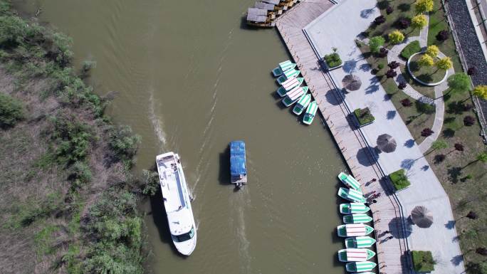 黄河流域4A景区游船游玩观光城市湖泊航拍