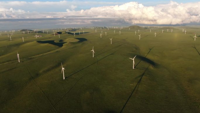 草原 风电 风车 风力发电 清洁能源