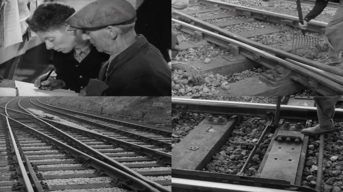 50年代维修铁路交叉口多轨道铁路