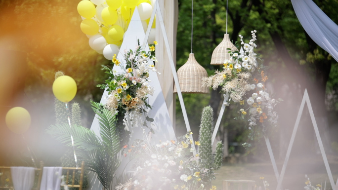 户外草坪婚礼结婚幸福时刻 气球派对 唯美