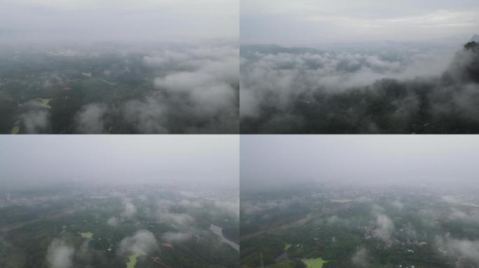 大雾中的山与云海