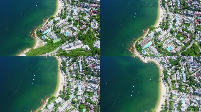香港著名的斯坦利海滨小镇的无人机视图