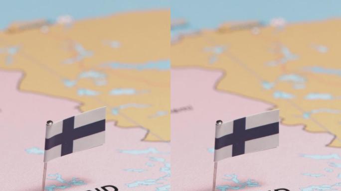 芬兰国旗垂直视频竖版手机地图展示
