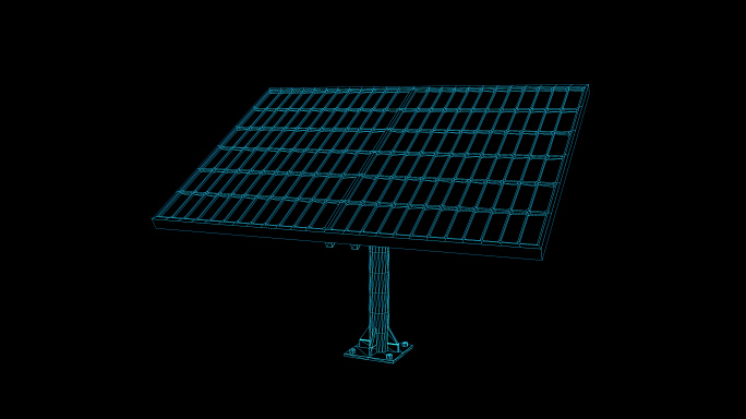 4K蓝色全息科技线框太阳能板旋转带通道