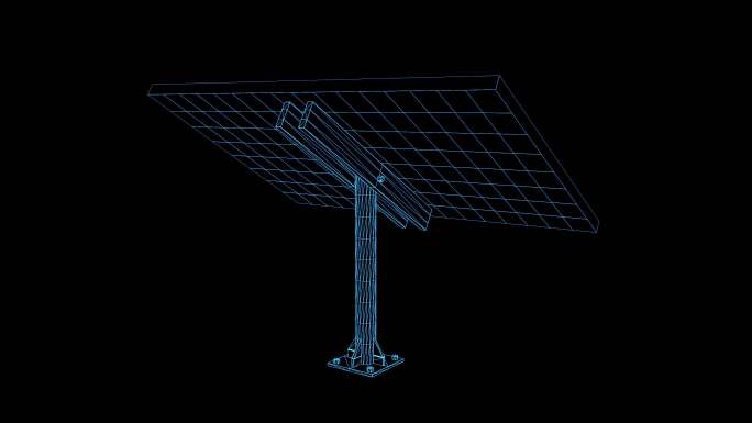 4K蓝色全息科技线框太阳能板旋转带通道