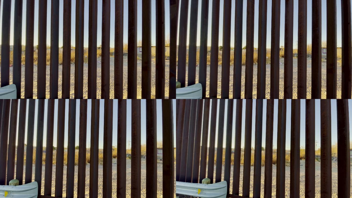 从新墨西哥州Sunland Park看向阿纳普拉奇瓦瓦港的国际边境墙