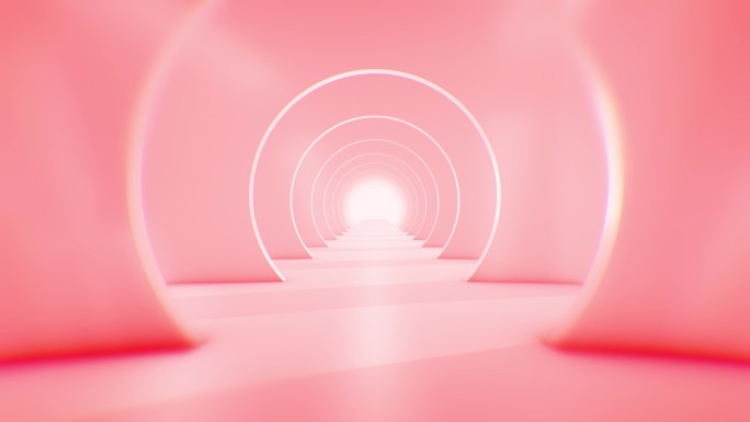 穿越未来派的白色隧道。抽象3D动画。照明走廊的概念、室内设计、宇宙飞船、科学、实验室、技术、科学、建