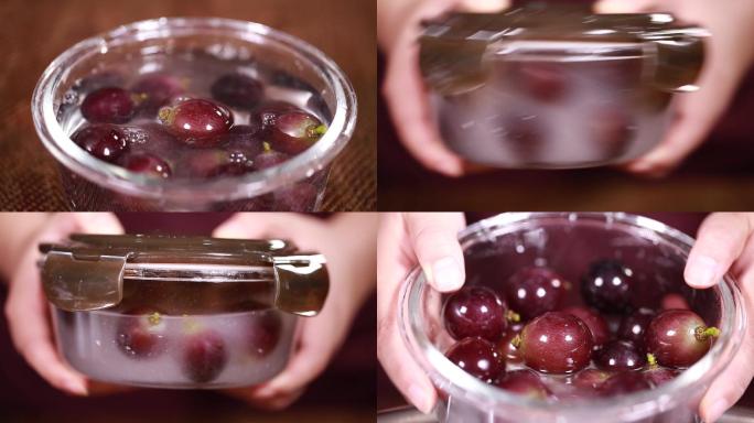 【镜头合集】密封饭盒清洗葡萄的方法