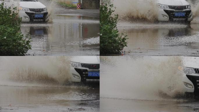 汽车 涉水 水花 飞溅