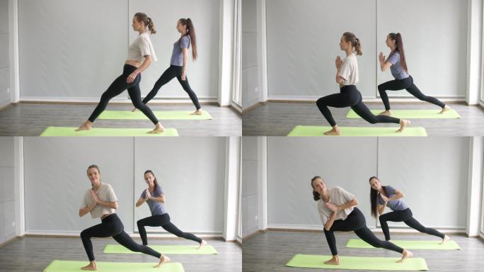 两名白人女性在家练习瑜伽，私人瑜伽课