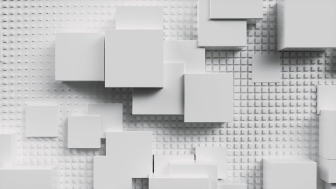 抽象正方形方块在背景墙上上下起伏动态视频