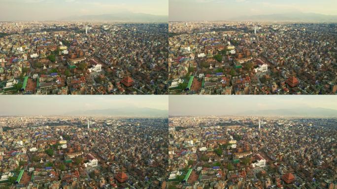 尼泊尔巴桑塔普尔-杜布尔广场的高角度视图