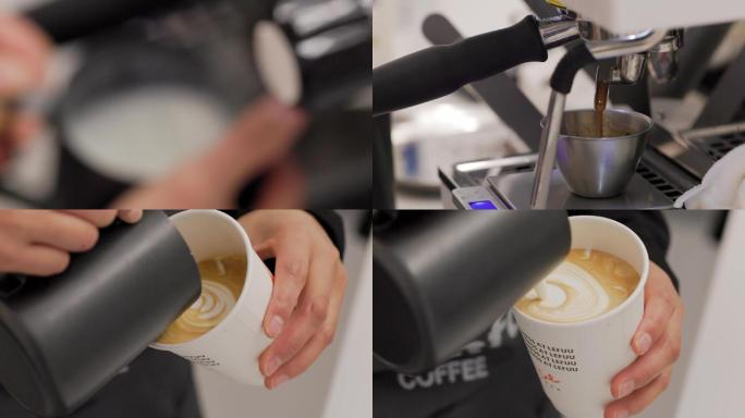 制作咖啡拉花过程