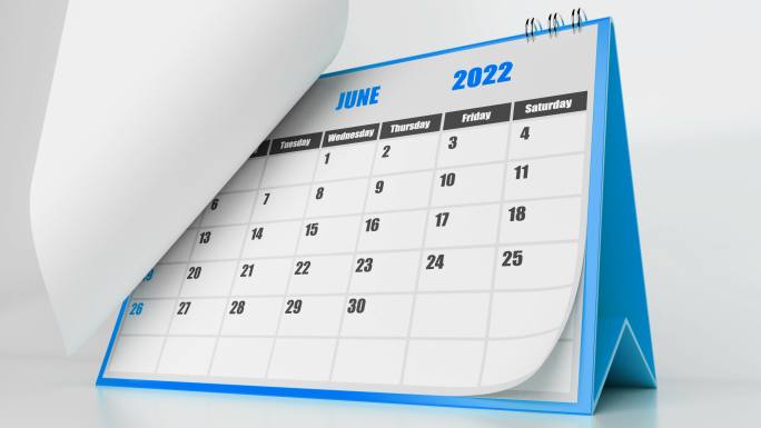 2022年日历的飞行页面，蓝色背景，白色背景