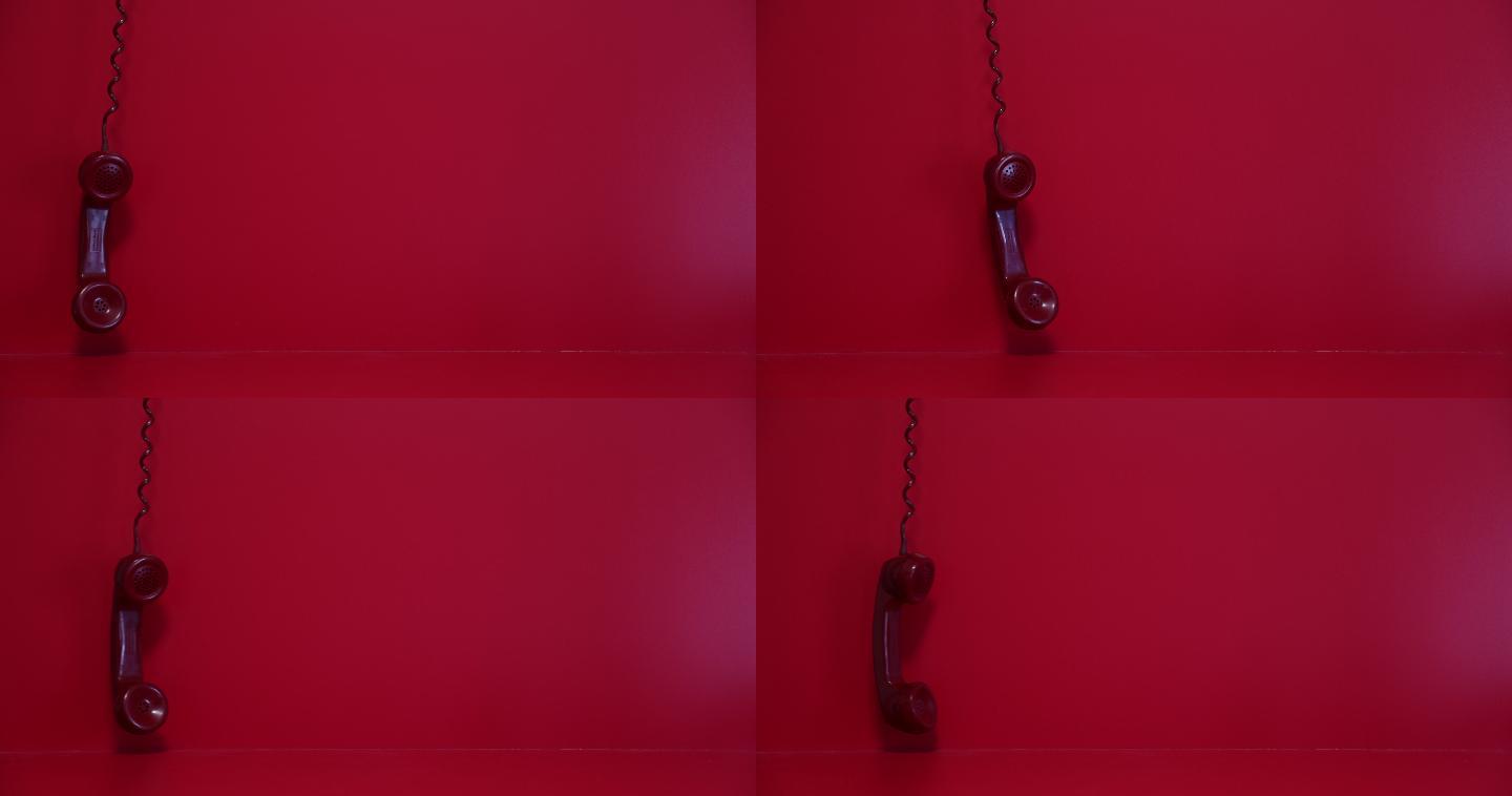 旧红色电话听筒掉线