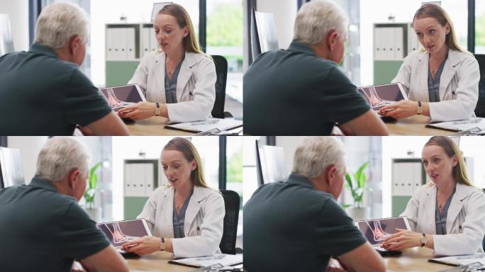 一名年轻女医生在诊所会诊期间使用数字平板电脑的4k视频片段