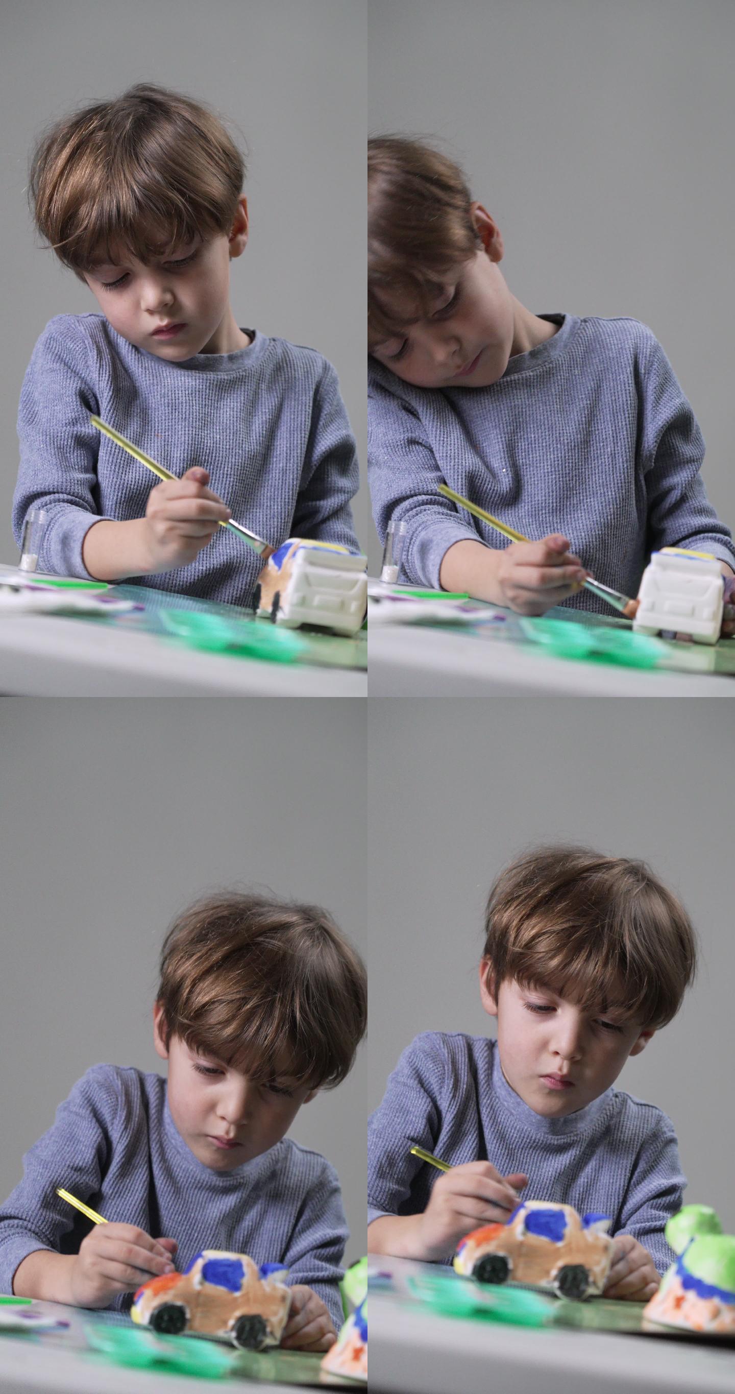 小男孩画陶俑培养