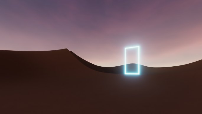 沙漠中的矩形霓虹灯