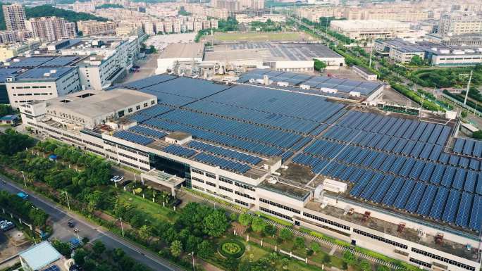 城市屋顶太阳能 光伏应用 4K航拍