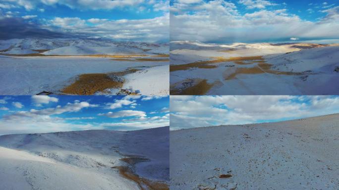 西藏纳木错牧区日出雪景