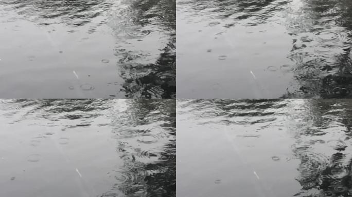 水滴水面雨滴雨湖面波浪
