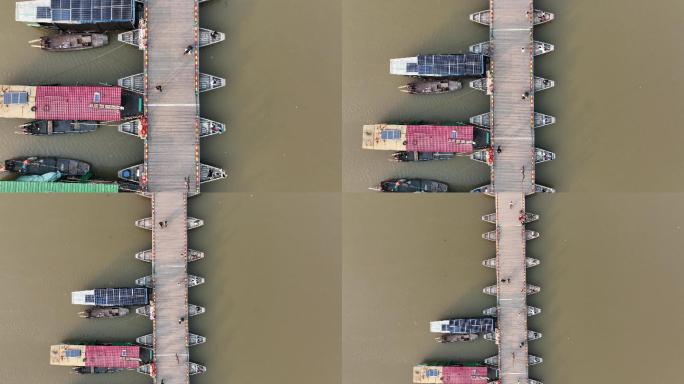 【4K正版】航拍俯瞰赣州古浮桥