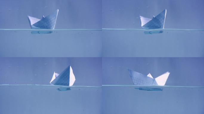 水中的凯克手折纸船