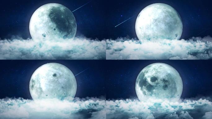 中秋月圆之夜月夜星空视频背景