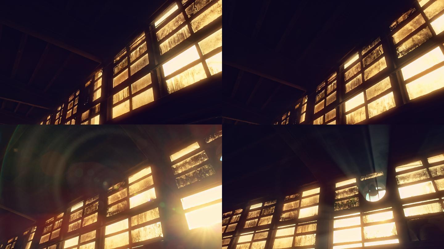 CS太阳从工厂大厅的窗户射进来