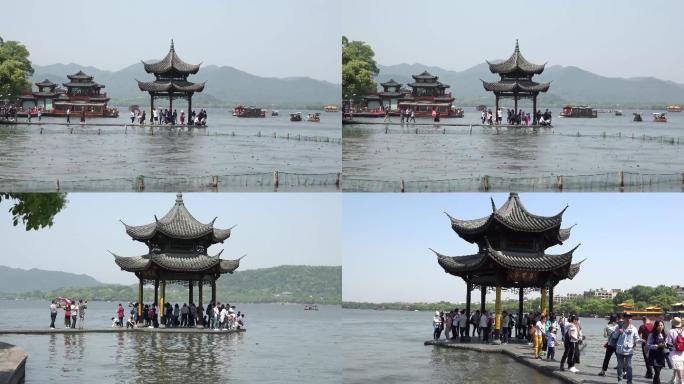 4K杭州西湖集贤亭特写