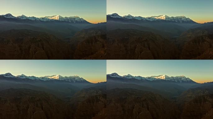 喜马拉雅山上野马的日出