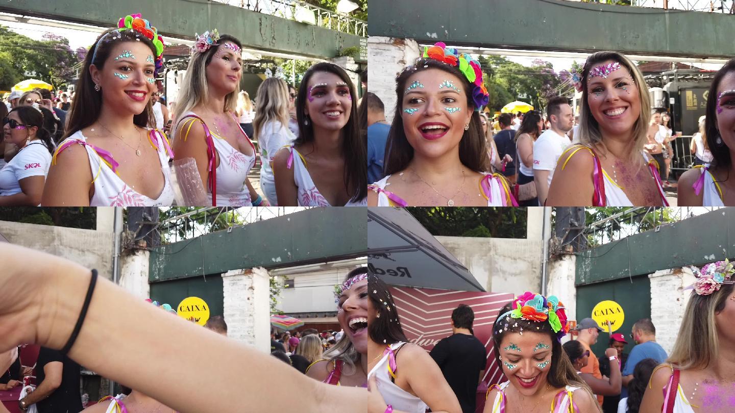 巴西朋友用五彩纸屑庆祝狂欢节