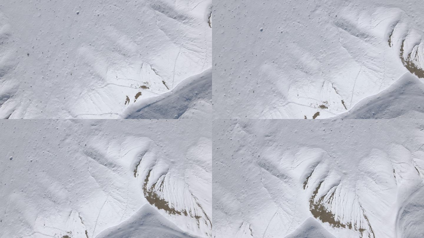 无人机拍摄雪地冬季平稳旅行